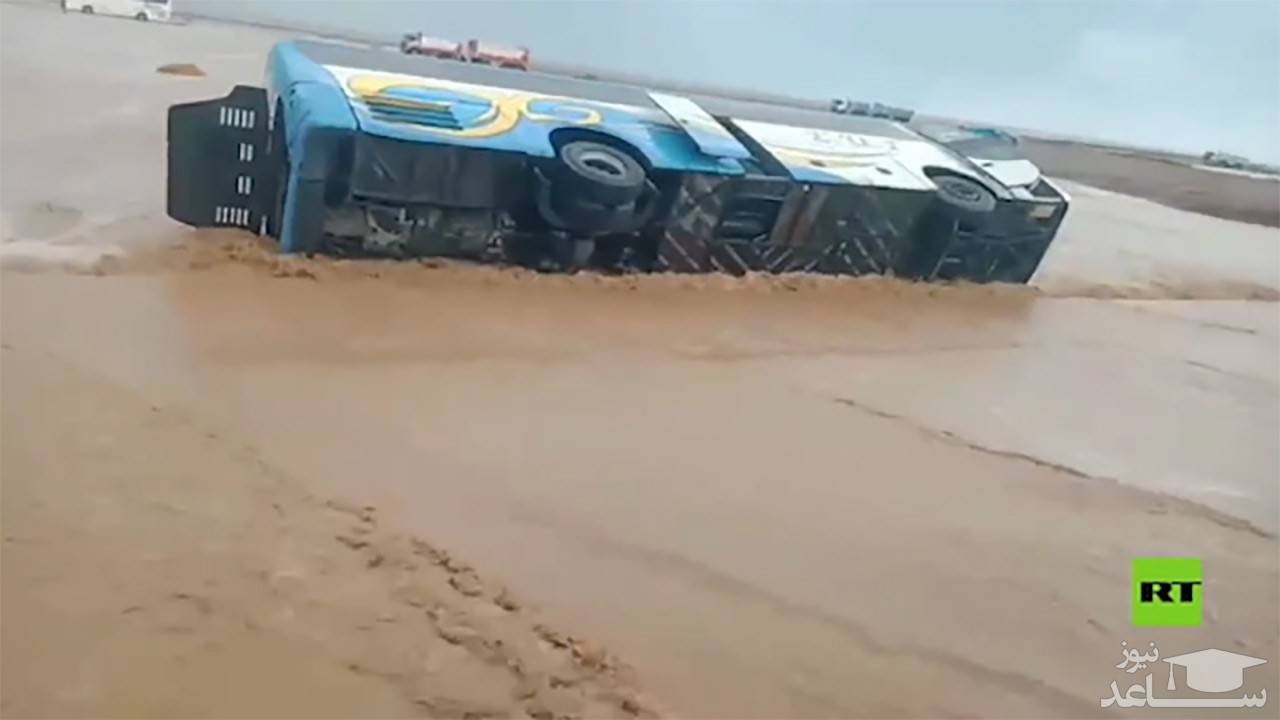 (فیلم) سیل وحشتناک در مصر، کامیون‌ها را هم جابجا کرد!