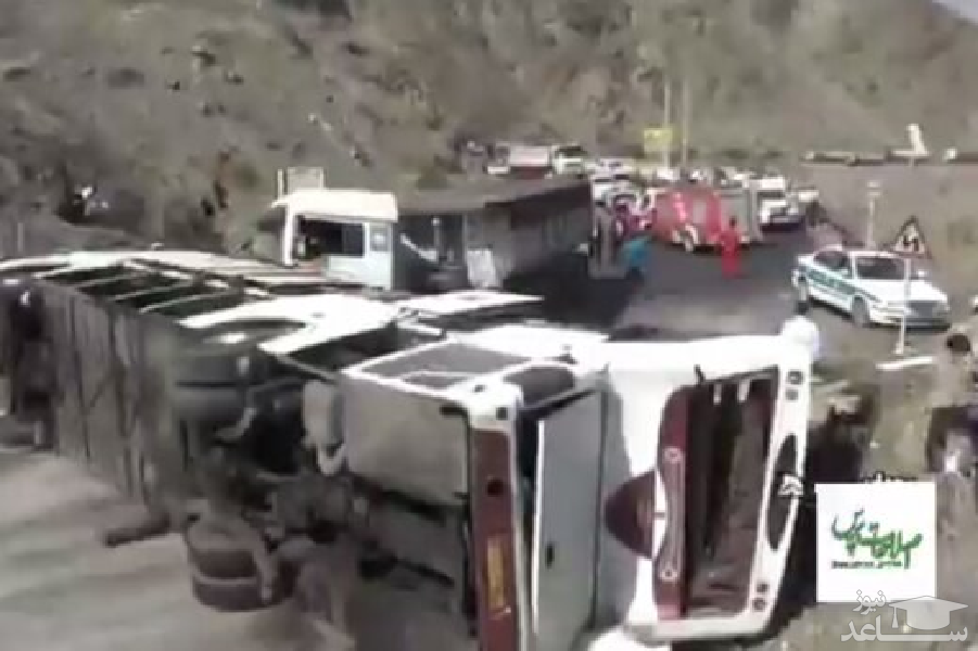 (فیلم) تصادف مرگبار و خونین اتوبوس با کامیون در رودان