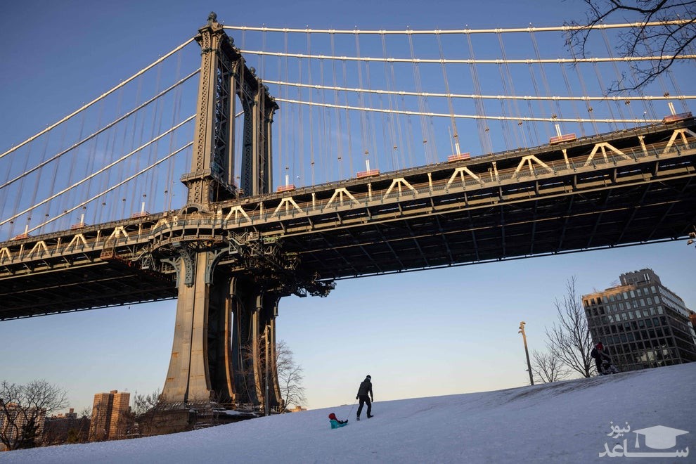 اسکی روی پل برفی بروکلین در شهر نیویورک آمریکا/ رویترز و خبرگزاری فرانسه