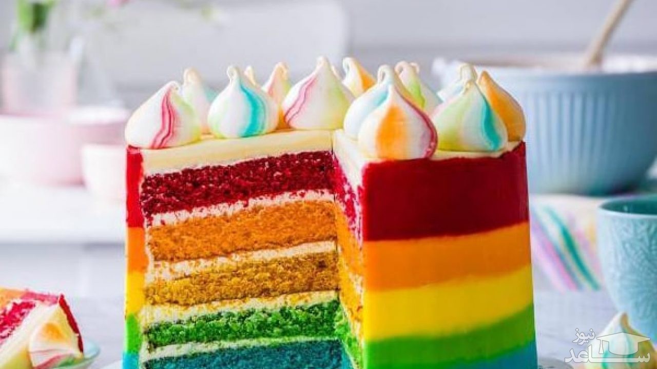 طرز تهیه کیک زبرا رنگی یا کیک رنگین کمان