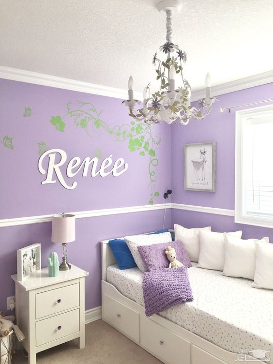 اتاق خواب با ترکیب رنگ بنفش