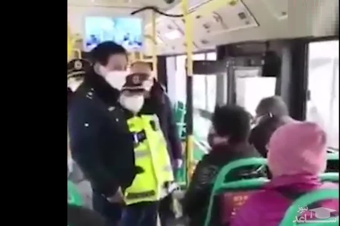 (فیلم) درگیری یک زن با پلیس چین به خاطر ماسک ضد کرونا