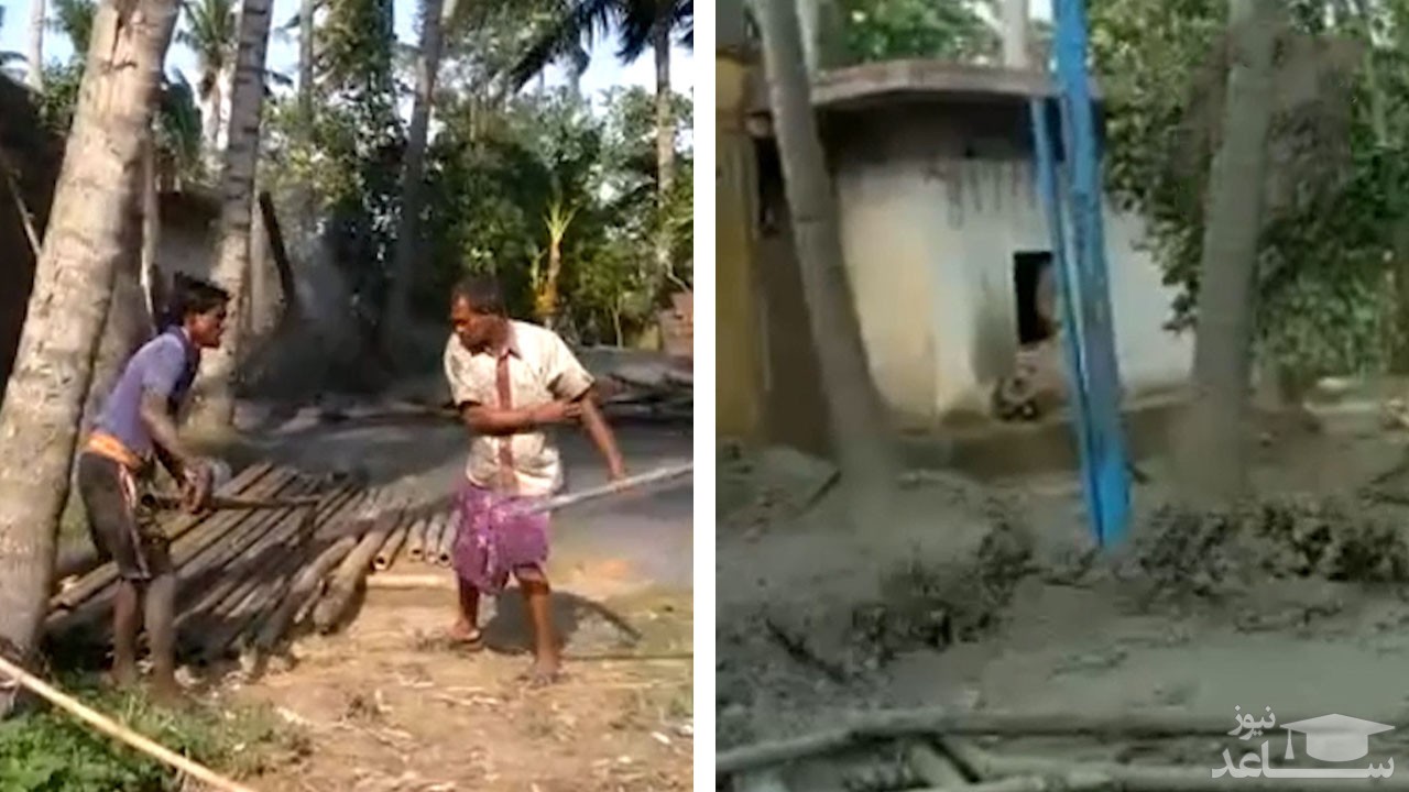 (فیلم) جوشیدن آب از حیاط خانه مرد هندی به شکلی هولناک