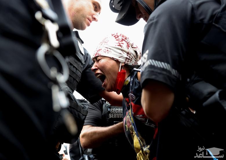 تظاهرات بومیان آمریکا در مقابل کاخ سفید/ رویترز
