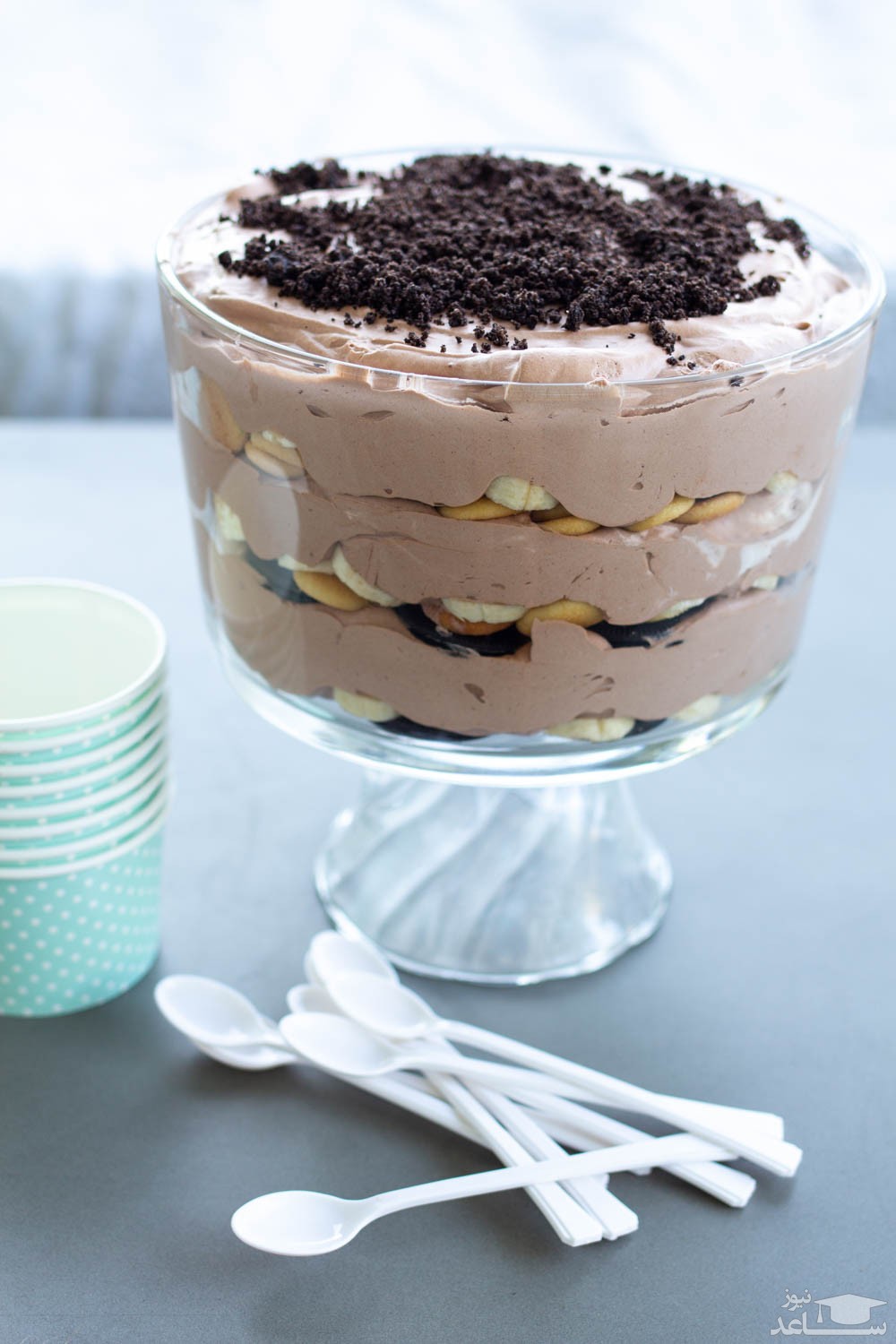 فرنی موز شکلاتی