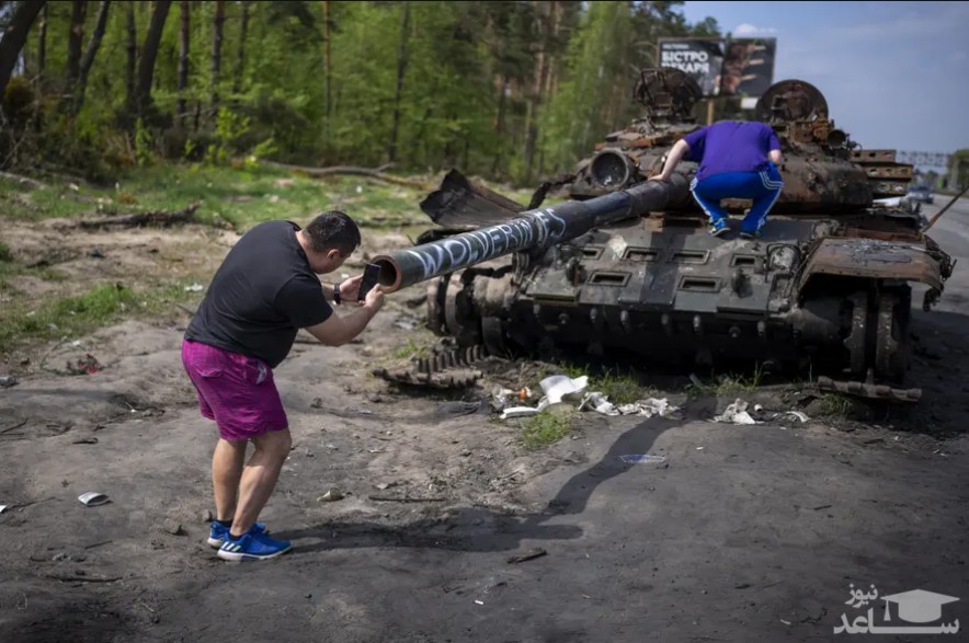 تانک های منهدم شده روسیه در استان "کی یف" اوکراین/ آسوشیتدپرس