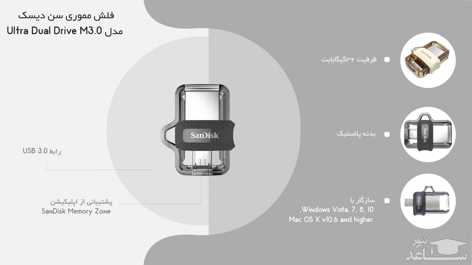 سان دیسک مدل اولترا دوئل درایو ام 3.0