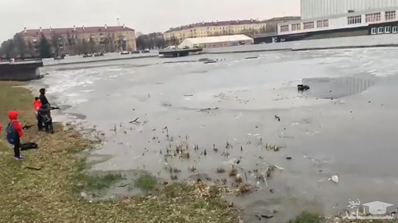 (فیلم) نجات پسربچه از داخل آب دریاچه یخ زده