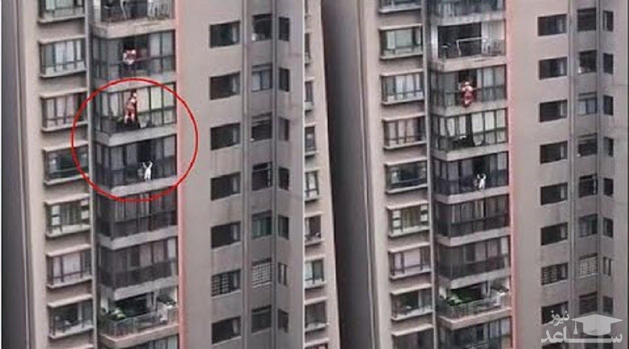 (فیلم) نجات معجزه‌آسا یک کودک پس از سقوط از طبقه ششم