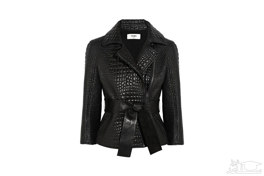 Fendi Croc-effect Leather Jacket