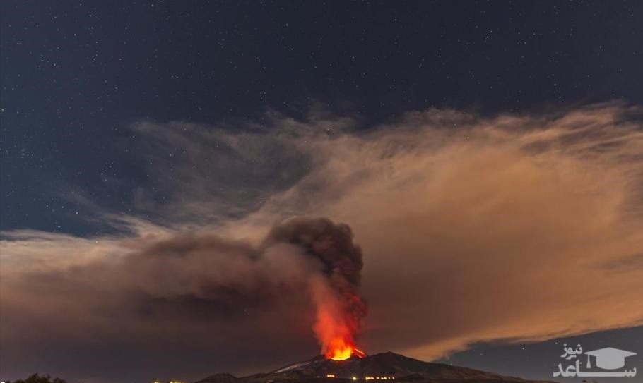 (تصاویر) لحظه فوران کوه آتشفشان اتنا در جزیره سیسیل