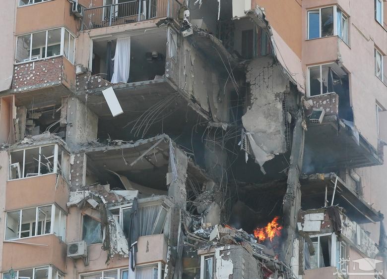 صدمات حملات موشکی به ساختمان های مسکونی در شهر " کی یف" اوکراین/ رویترز