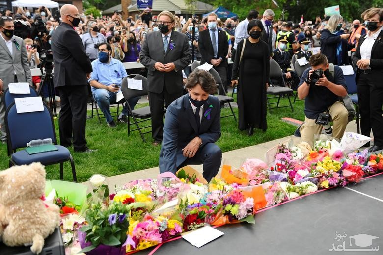 حضور "جاستین ترودو" نخست وزیر کانادا در مراسم گرامیداشت 4 عضو یک خانواده مسلمان که در حمله تروریستی ناشی از نفرت از سوی یک راننده 20 ساله در استان اونتاریو کانادا کشته شدند.