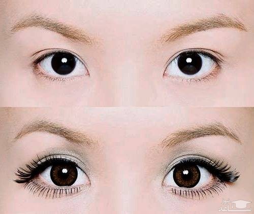 آرایش مژه ها برای چشم پف دار