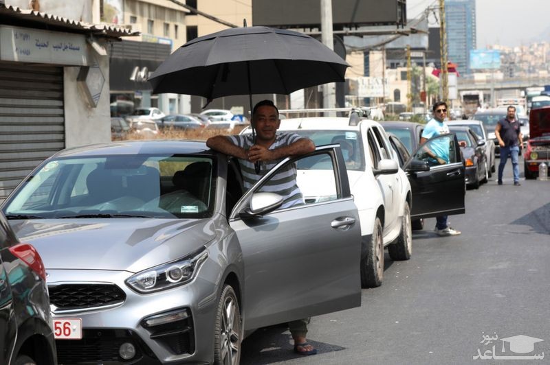 صف طولانی و چند ساعته پمپ بنزین در بیروت