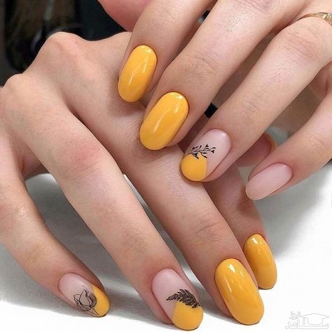 طراحی ناخن با لاک زرد
