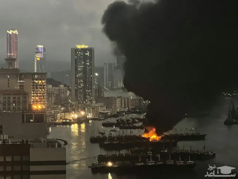 آتش گرفتن یک کشتی در سواحل "ماکائو" چین/ گتی ایمجز