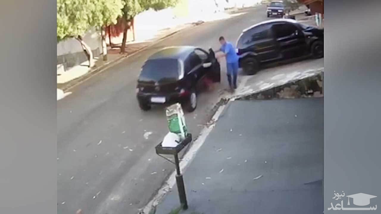 (فیلم) بدشانسی عجیب یک راننده در کنترل خودرو