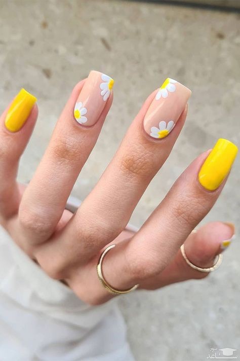 طراحی ناخن با لاک زرد