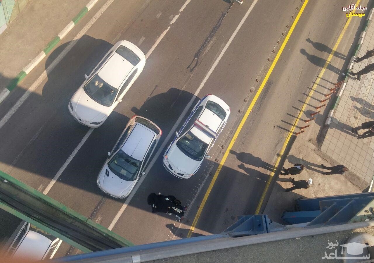 (فیلم) نجات دختر ۱۸ساله از خودکشی روی پل رسالت