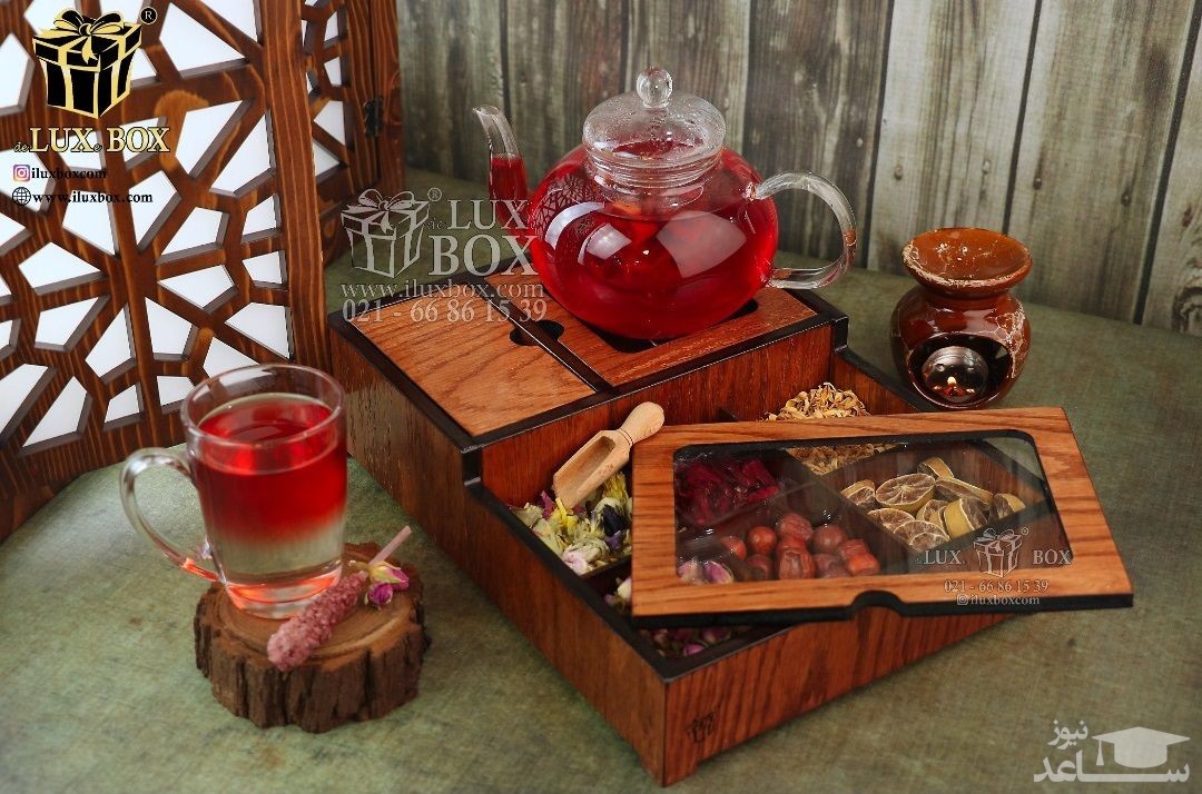 با لوکس باکس، جعبه پذیرایی کادو دمنوش چای کسیه ای چوبی شیشه ای خود را مستقیم از کارخانه خرید کنید