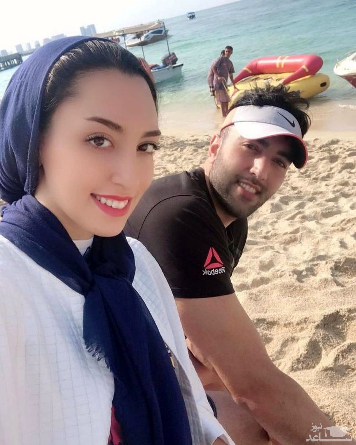 جدیدترین عکس بی حجاب کیمیا علیزاده در کنار همسرش