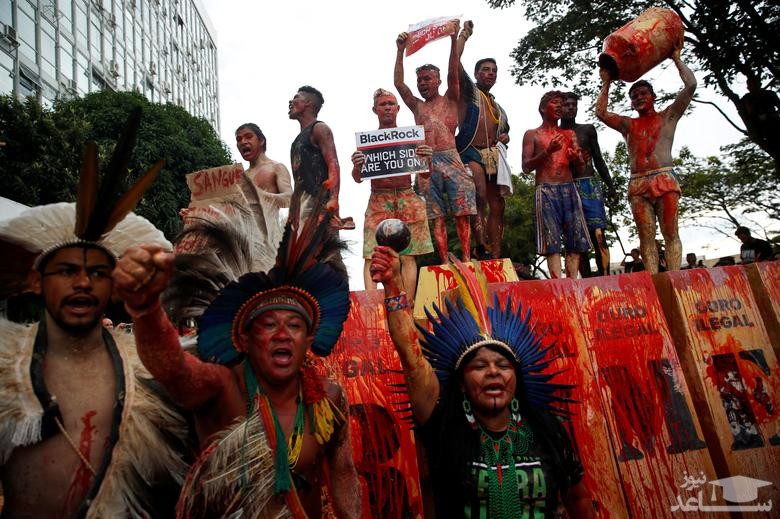 تظاهرات بومیان برزیل علیه رییس جمهوری برزیل/ رویترز
