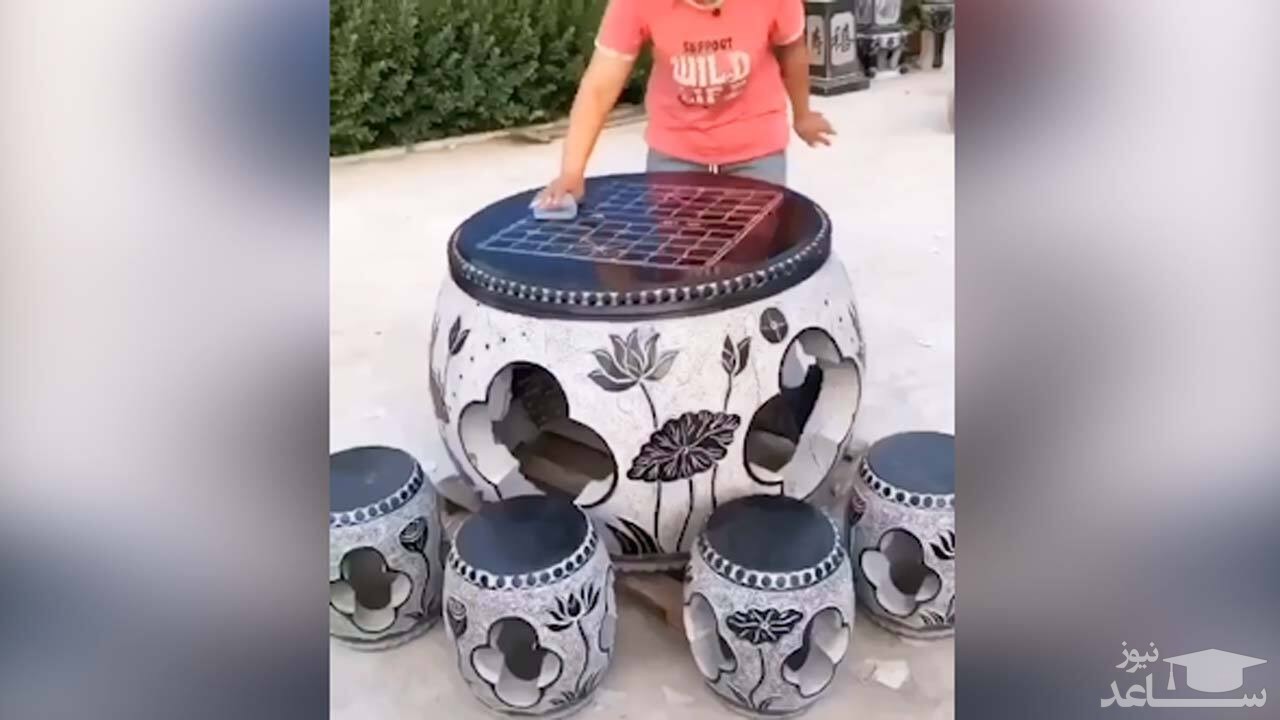 (فیلم) ساخت میز و صندلی جالب با استفاده از سنگ!