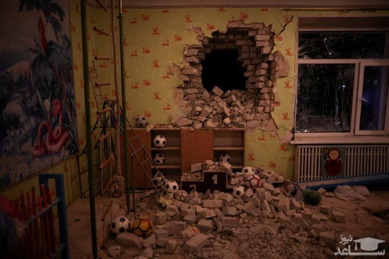 اصابت یک گلوله خمپاره به کودکستانی در منطقه لوهانسک در شرق اوکراین/ رویترز
