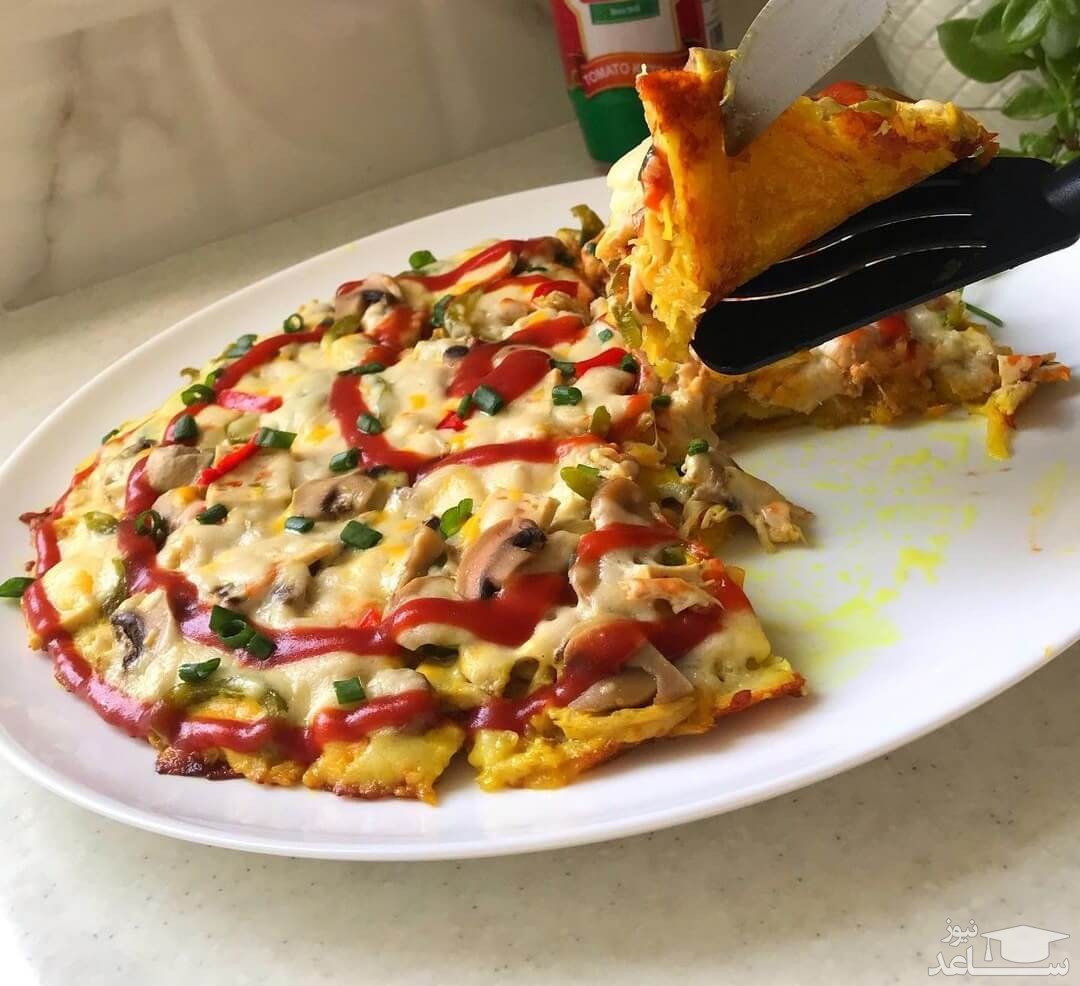 طرز تهیه پیتزا سیب زمینی فوری با سبزیجات