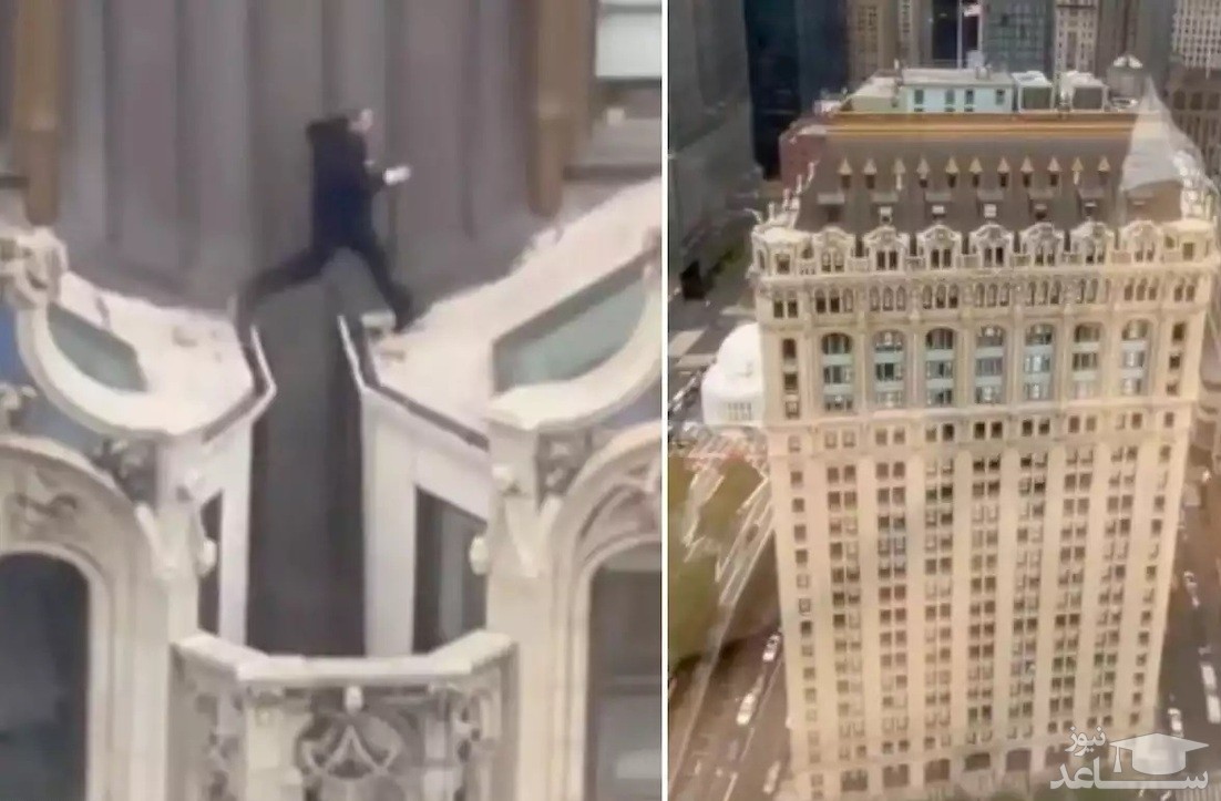 (فیلم) پرش دیوانه‌وار از پشت بام ساختمان ۲۳ طبقه