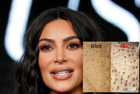 کیم کارداشیان و لباس ابریشمی