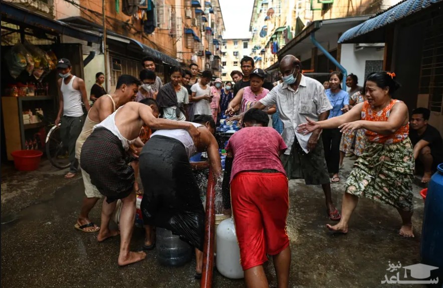 مشکل قطع آب به خاطر قطعی برق در شهر یانگون میانمار/ خبرگزاری فرانسه