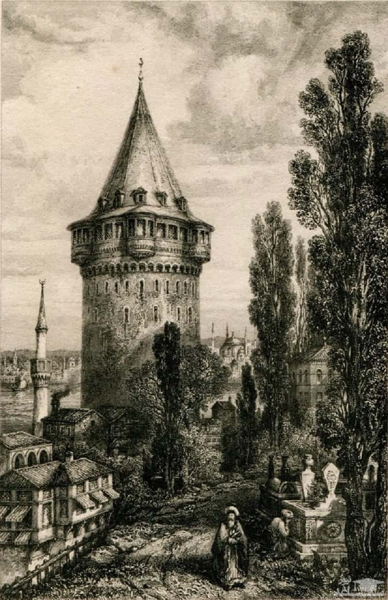 نقاشی قدیمی برج سنگی گالاتا
