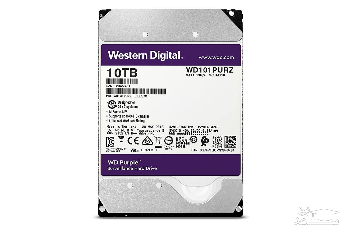 هارددیسک اینترنال وسترن دیجیتال مدل Purple WD102PURZ ظرفیت 10 ترابایت