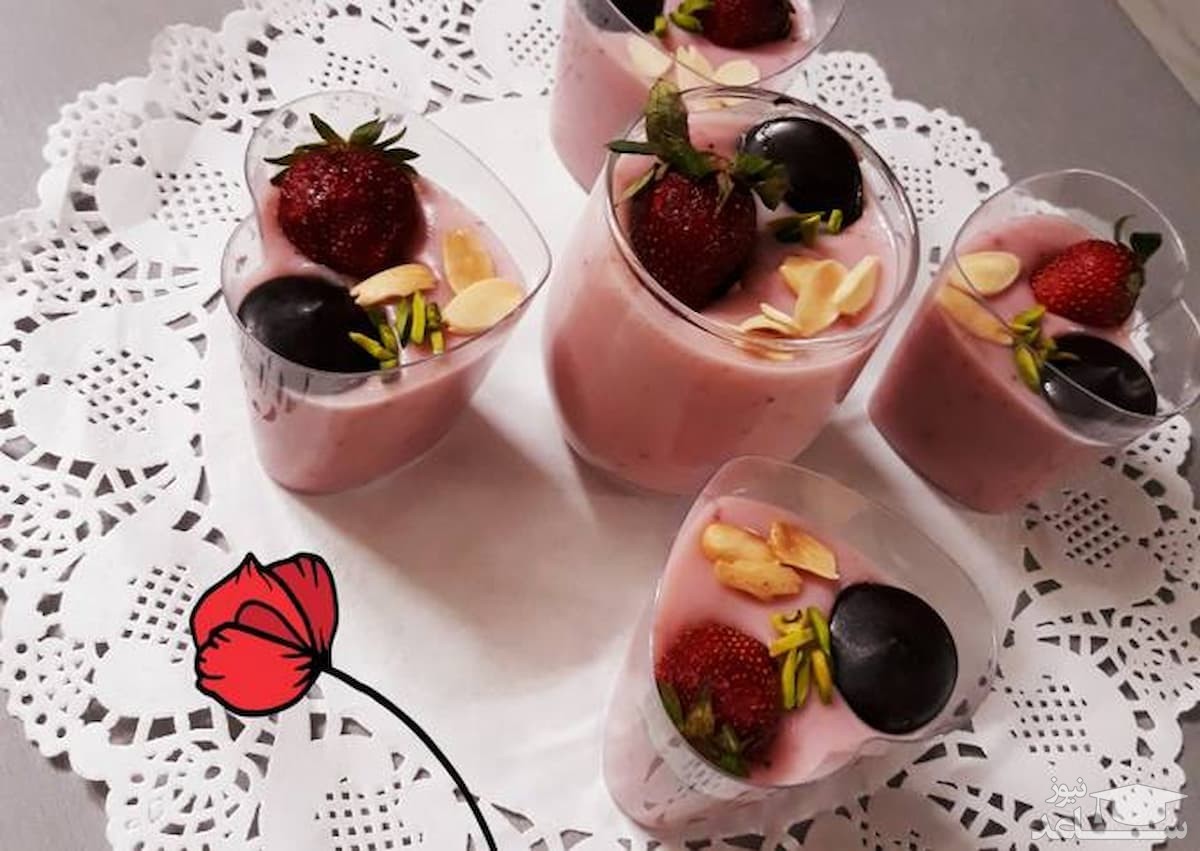 روش تهیه فرنی توت فرنگی لذیذ