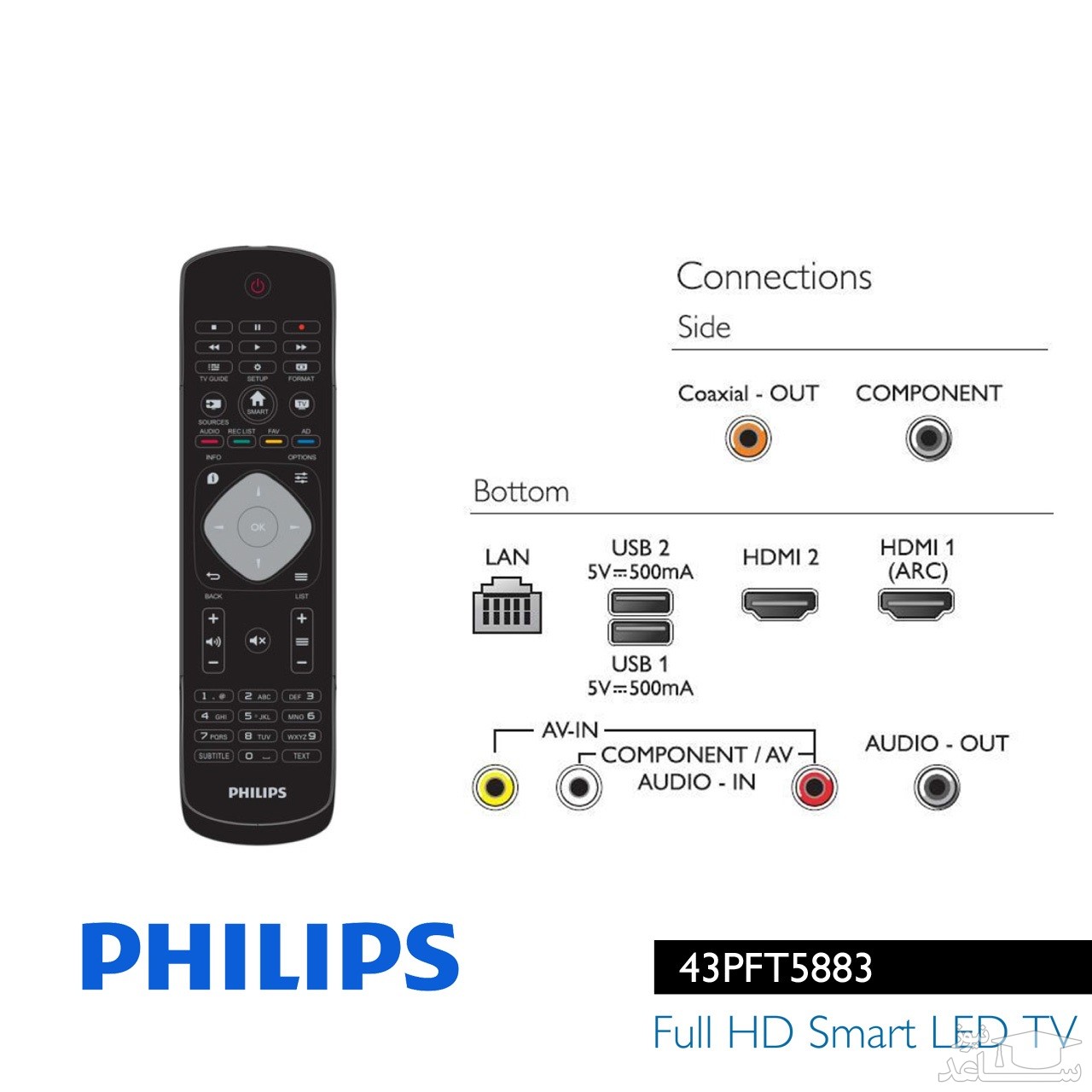 تلویزیون ال ای دی هوشمند فیلیپس مدل 43PFT5883 سایز 43 اینچ
