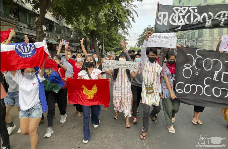 تظاهرات برضد حکومت نظامی میانمار در شهر یانگون/ آسوشیتدپرس