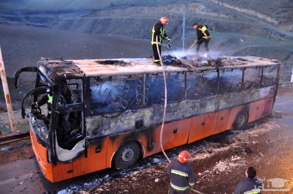 جزئیات آتش‌سوزی اتوبوس ولوو با ۴۳ سرنشین