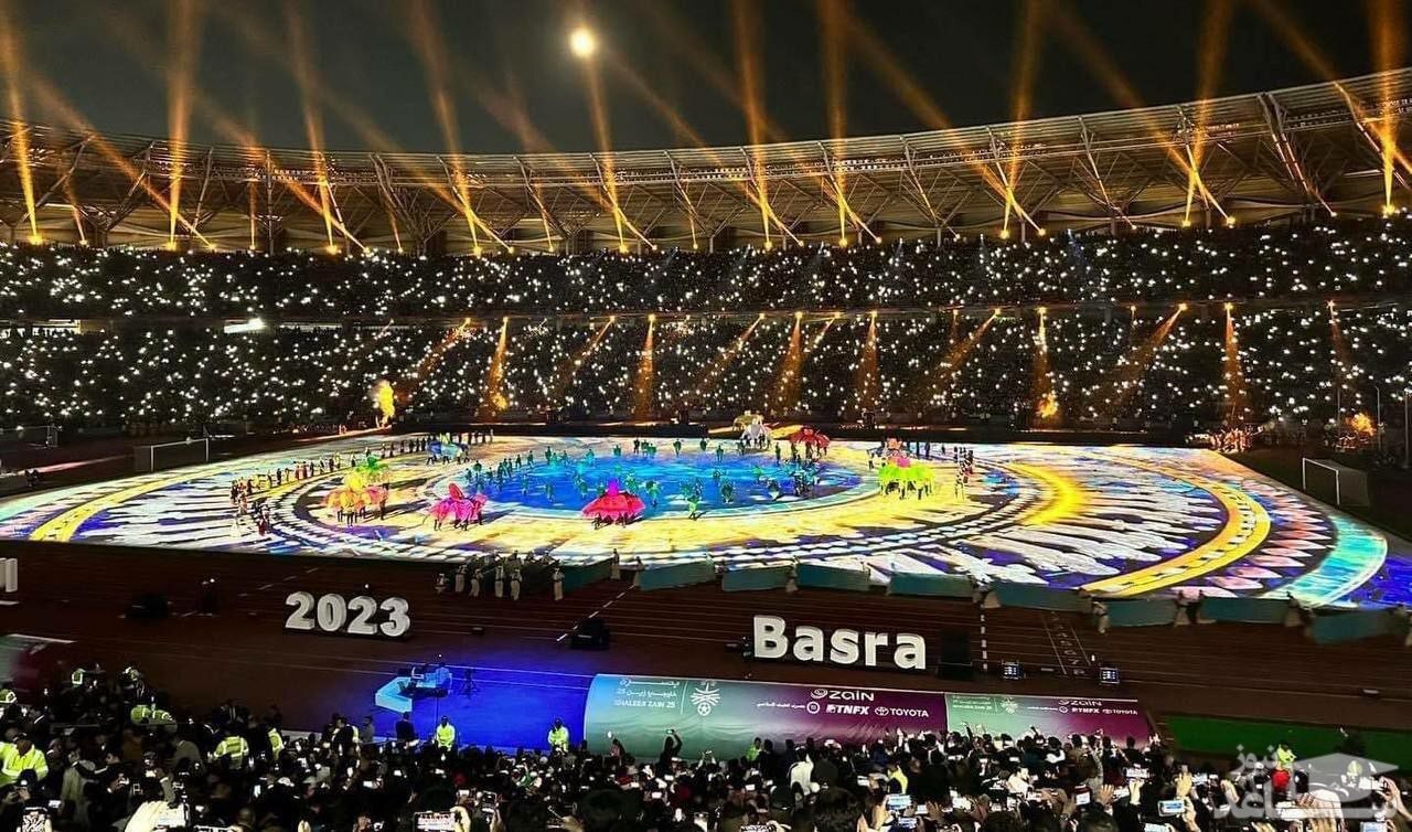 افتتاحیه لاکچری جام خلیج فارس در ورزشگاه بصره عراق + عکس و فیلم