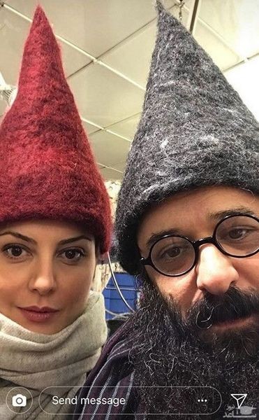 (عکس) کلاه های عجیب و غریب خانم بازیگر و همسرش