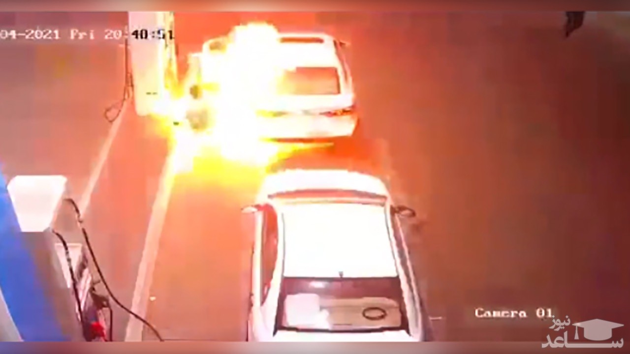 (فیلم) انفجار دستگاه کارتخوان در پمپ بنزین