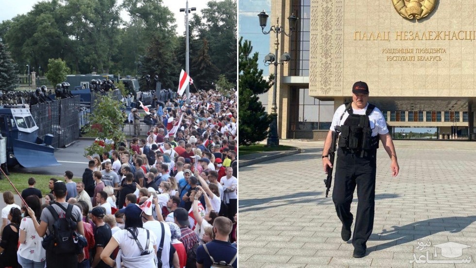 لوکاشنکو اسلحه به دست در مقر ریاست جمهوری بلاروس!