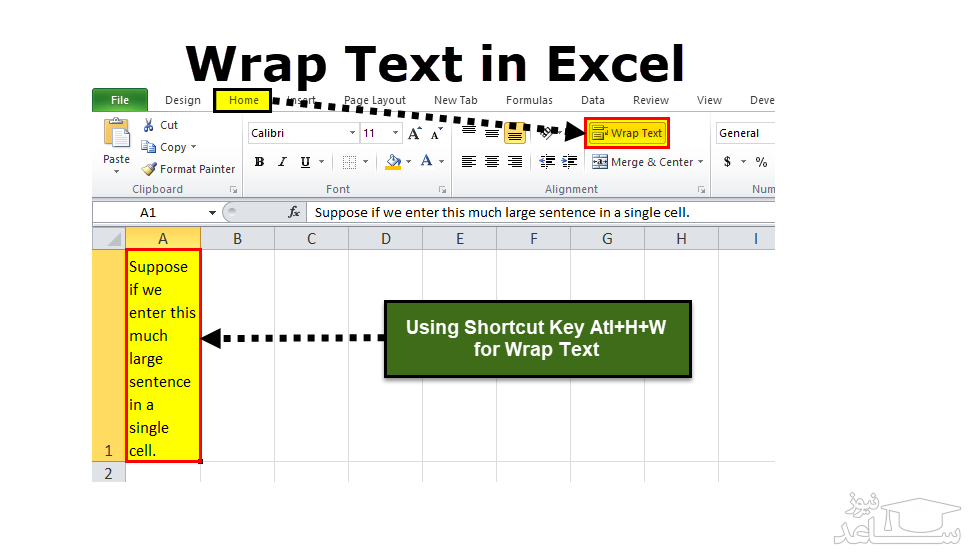 روش بسته بندی متن WRAP TEXT در اکسل