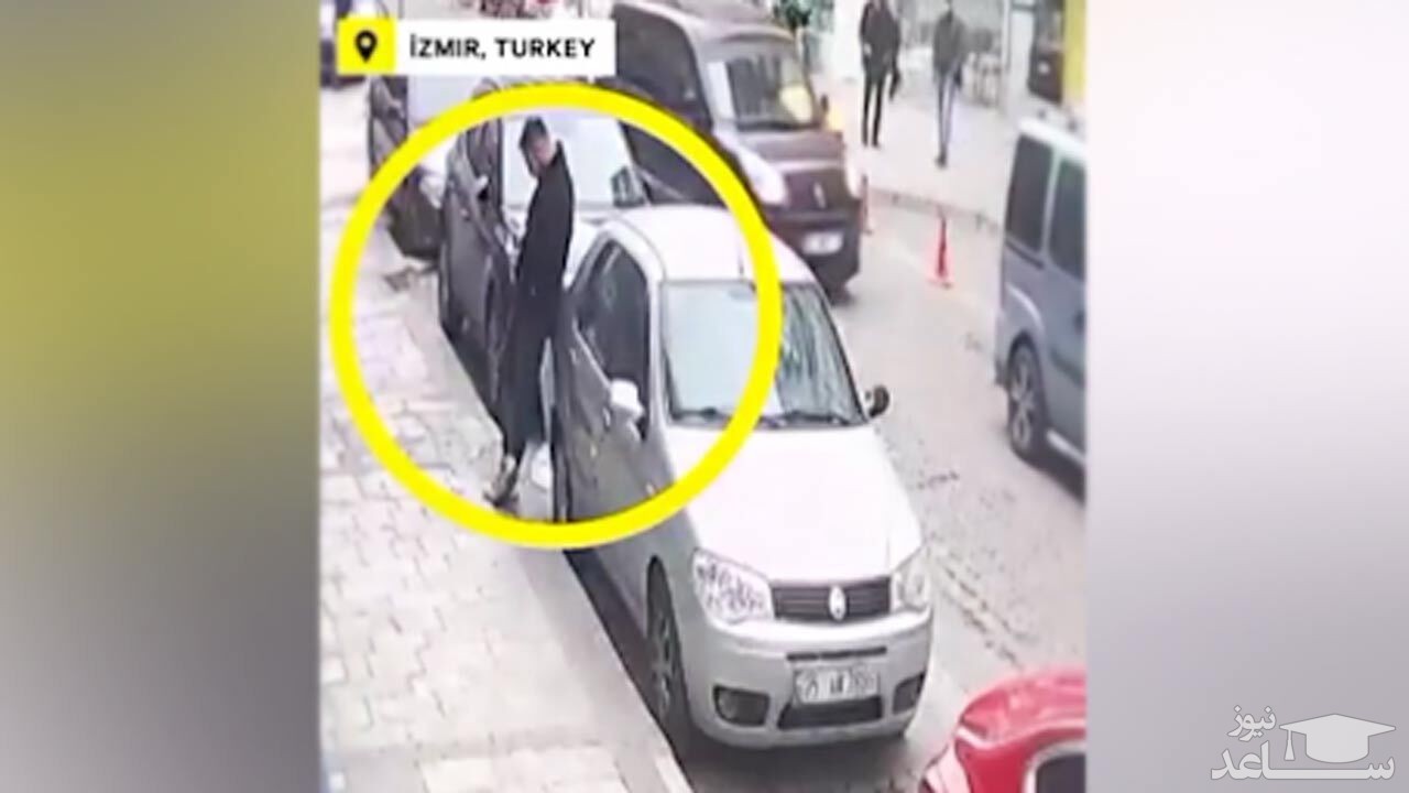 (فیلم) لحظه فرار یک مرد از مرگ در طوفان ترکیه