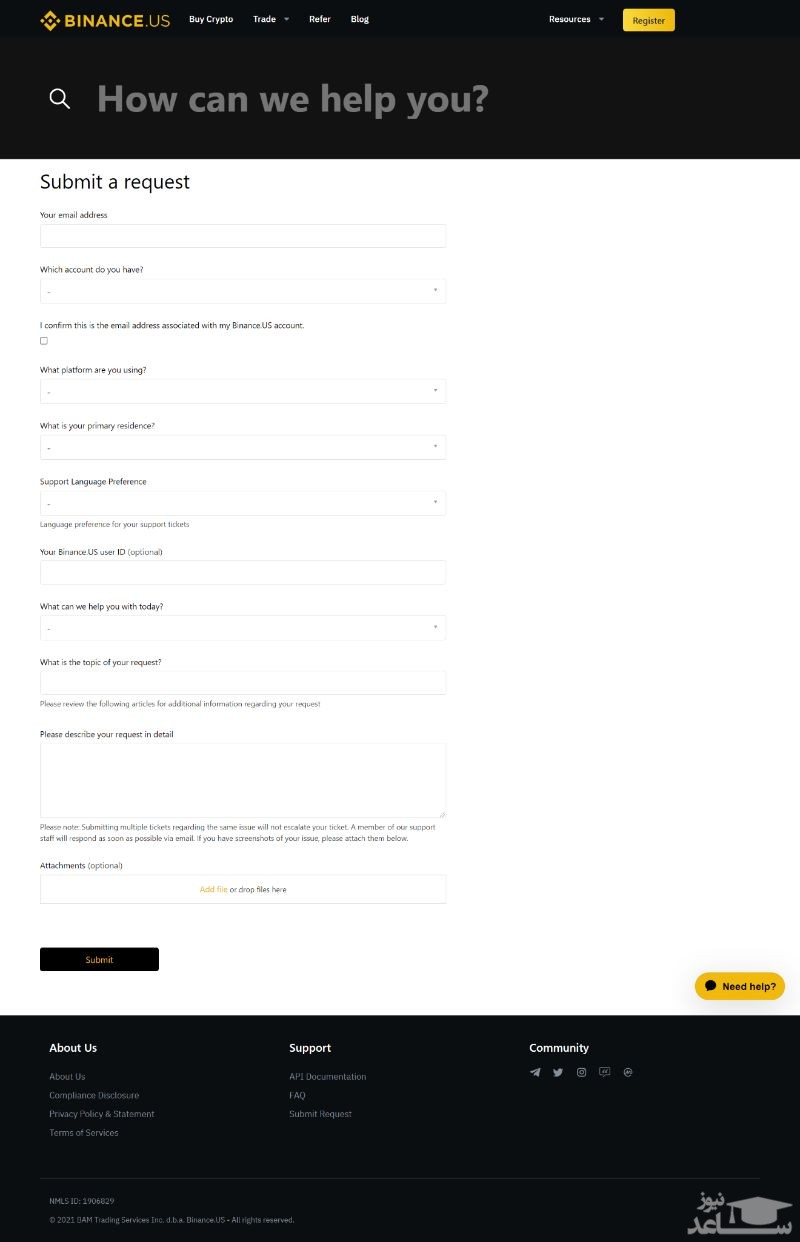  اطلاعات مربوط به مشکل خود با صرافی بایننس
