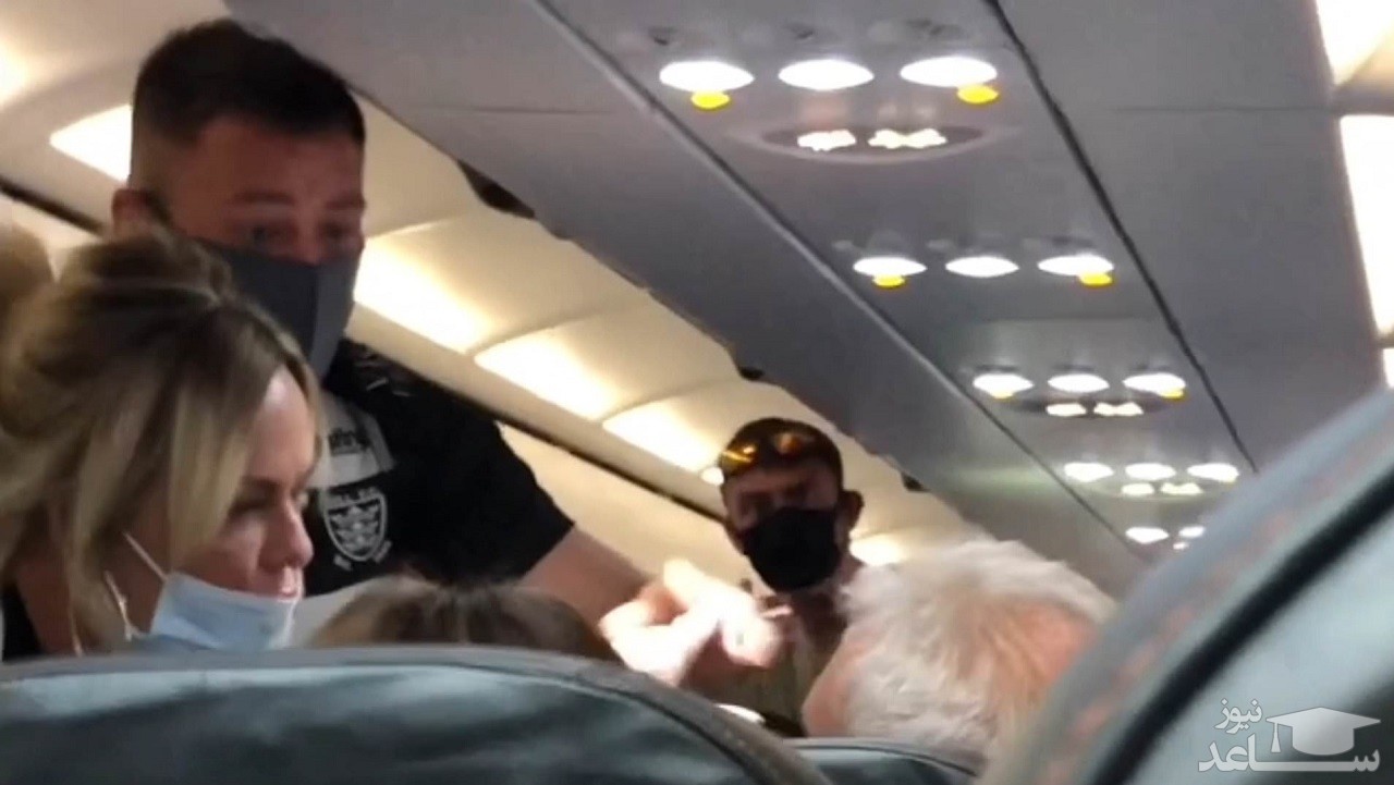(فیلم) سیلی زدن زن به شوهرش در هواپیما!