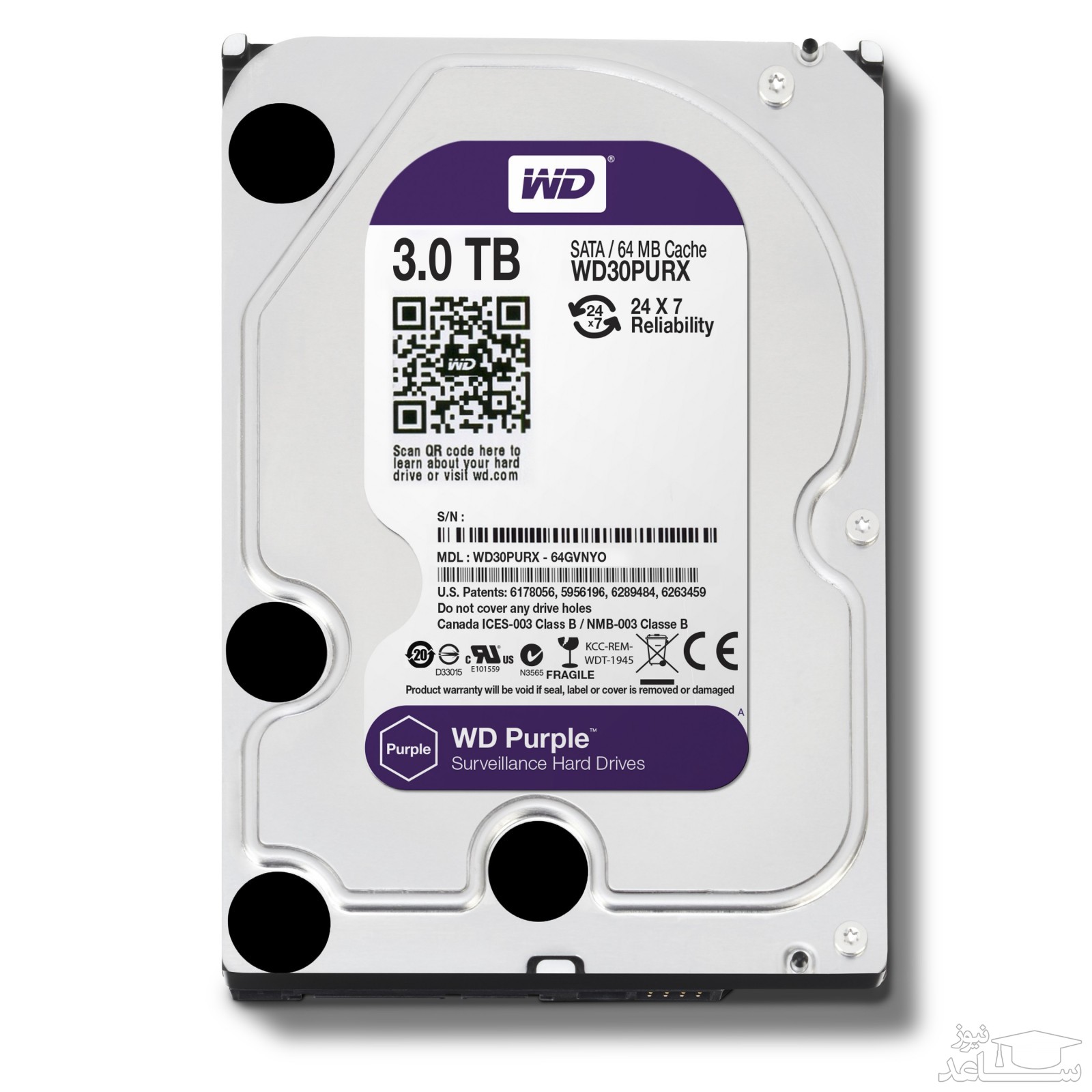 هارددیسک اینترنال وسترن دیجیتال مدل Purple WD30PURX ظرفیت 3 ترابایت