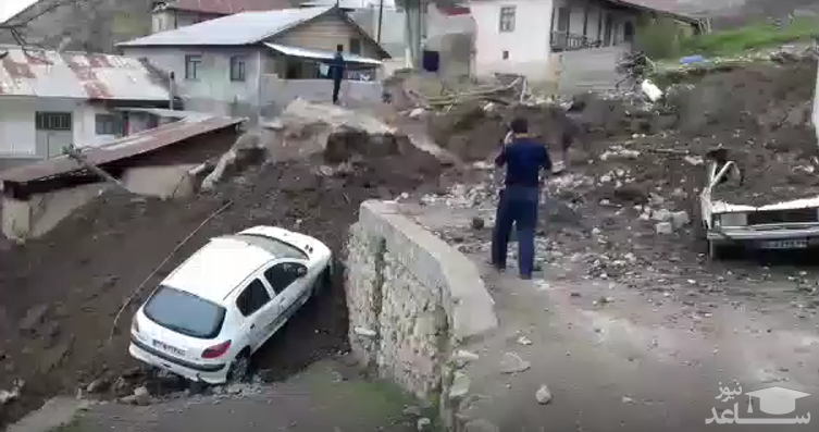 ریزش کوه در منطقه سوادکوه حادثه آفرید + فیلم