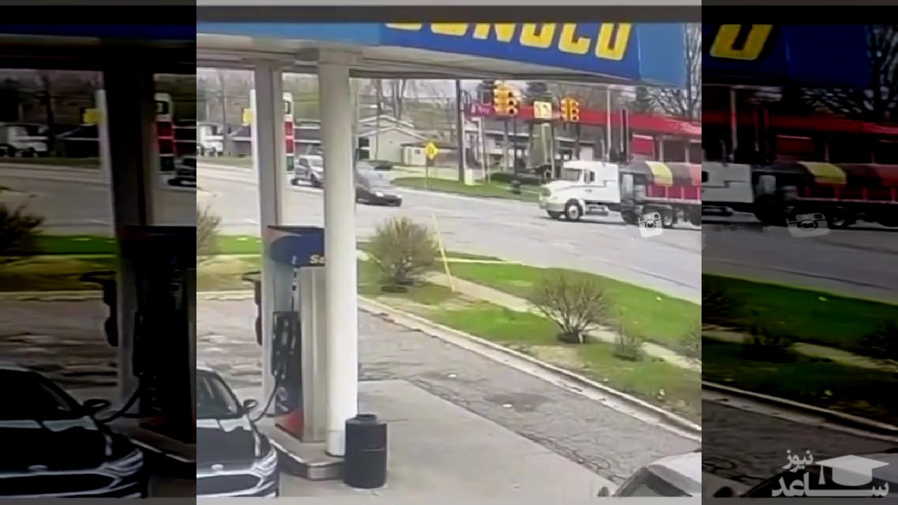 (فیلم) تصادف مرگبار تریلی با خودروی سواری در چهارراه 